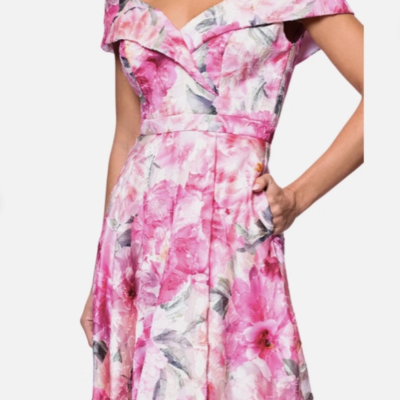 Xscape Pink Floral Off The Shoulder Formal Ball Gown Dress Nwt - Picture 2 of 7